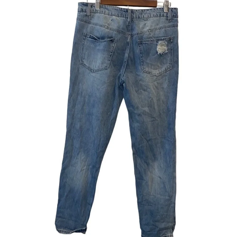 Afrm 28 Ripped Mom Casual Destroyed Festival Button Fly Jeans‍‍‍‍‍‍‍